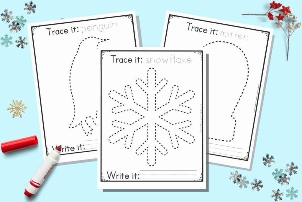 free printable winter tracing pages no prep indoor activity for preschoolers the artisan life