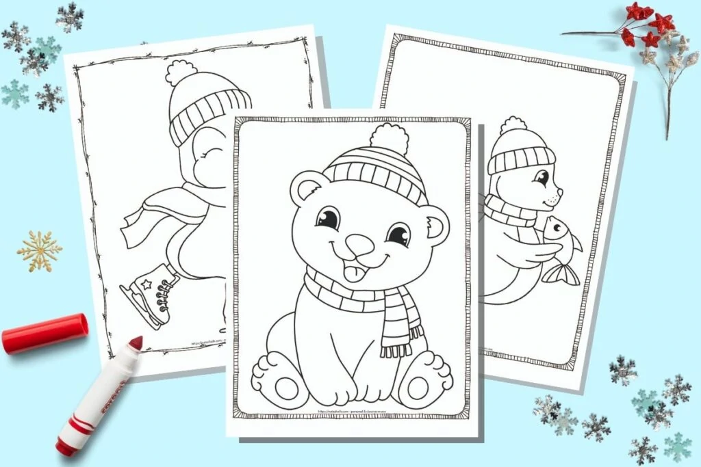 snow scene coloring pages for kids