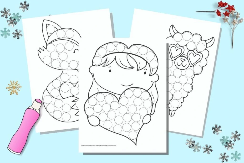 free printable valentine s day do a dot marker coloring pages the artisan life