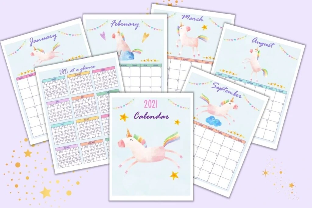 Free Printable Unicorn 2021 Calendar For A Magical Year The Artisan Life