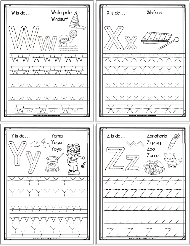 spanish alphabet worksheets for kids