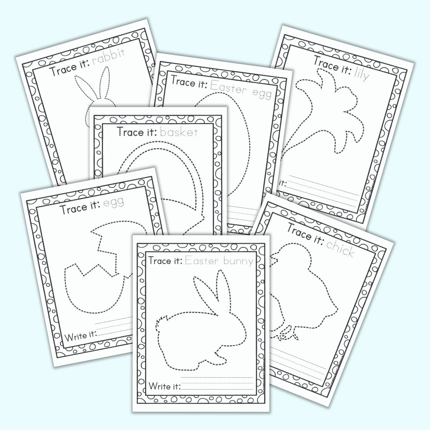 Easter Trace Activity Sheets for Kids