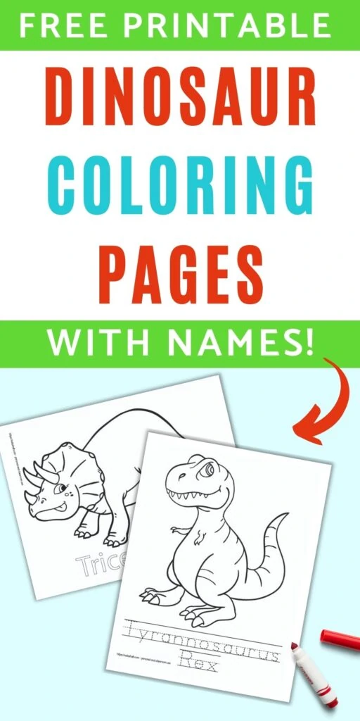 free printable dinosaur coloring pages with names the artisan life