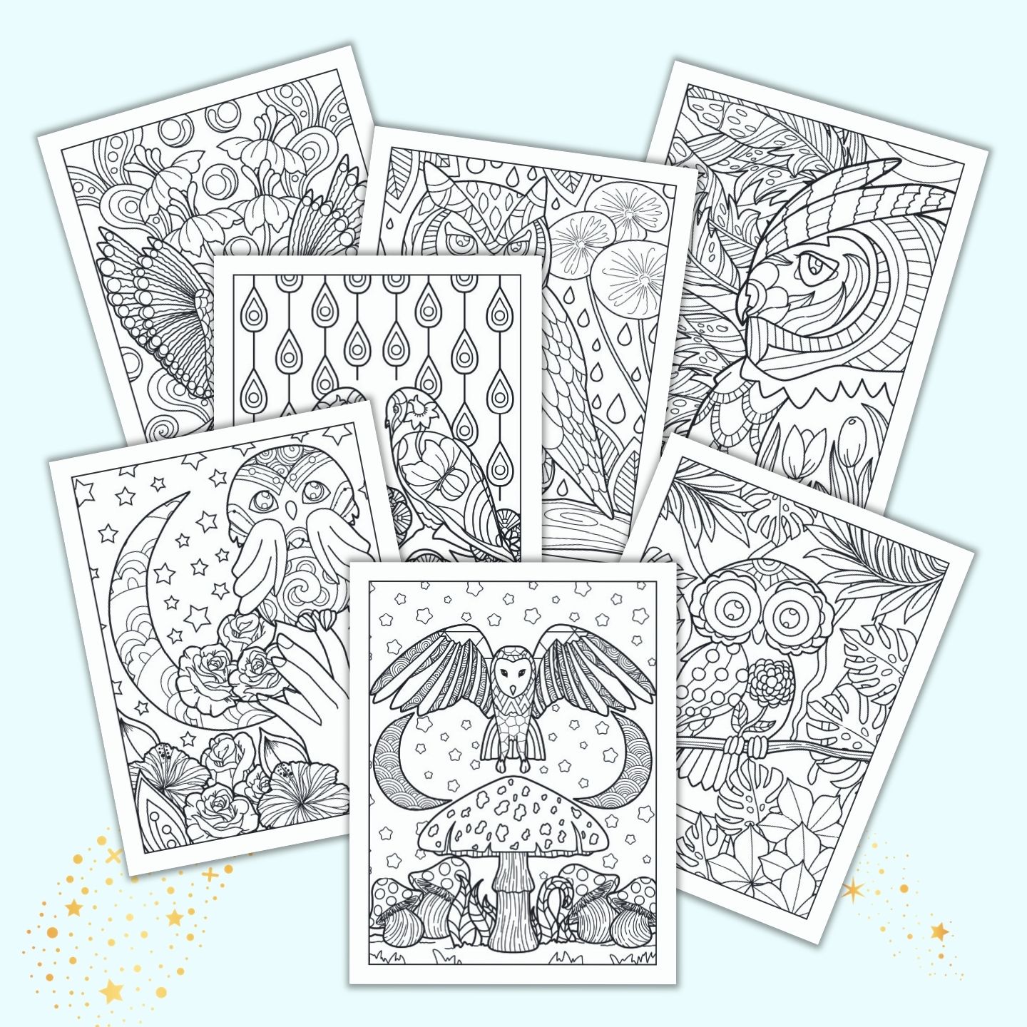 Free Printable Owl Coloring Pages for Adults   The Artisan Life