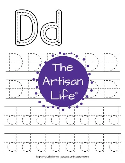 free printable letter d tracing worksheets the artisan life