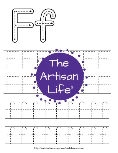 free printable letter f tracing worksheets the artisan life