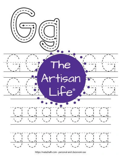 free printable letter g tracing worksheets the artisan life