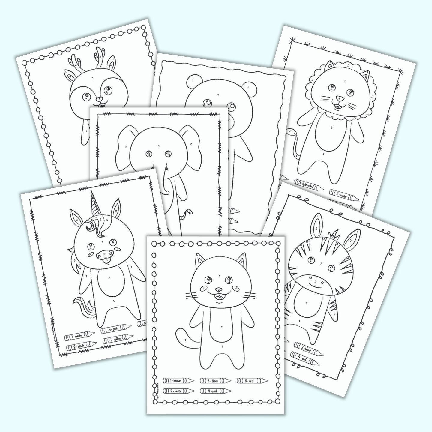 15 free printable easy animal color by number pages the artisan life