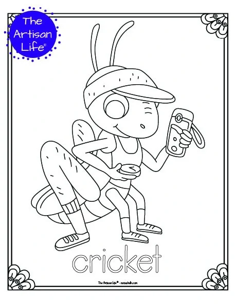 cricket insect coloring page