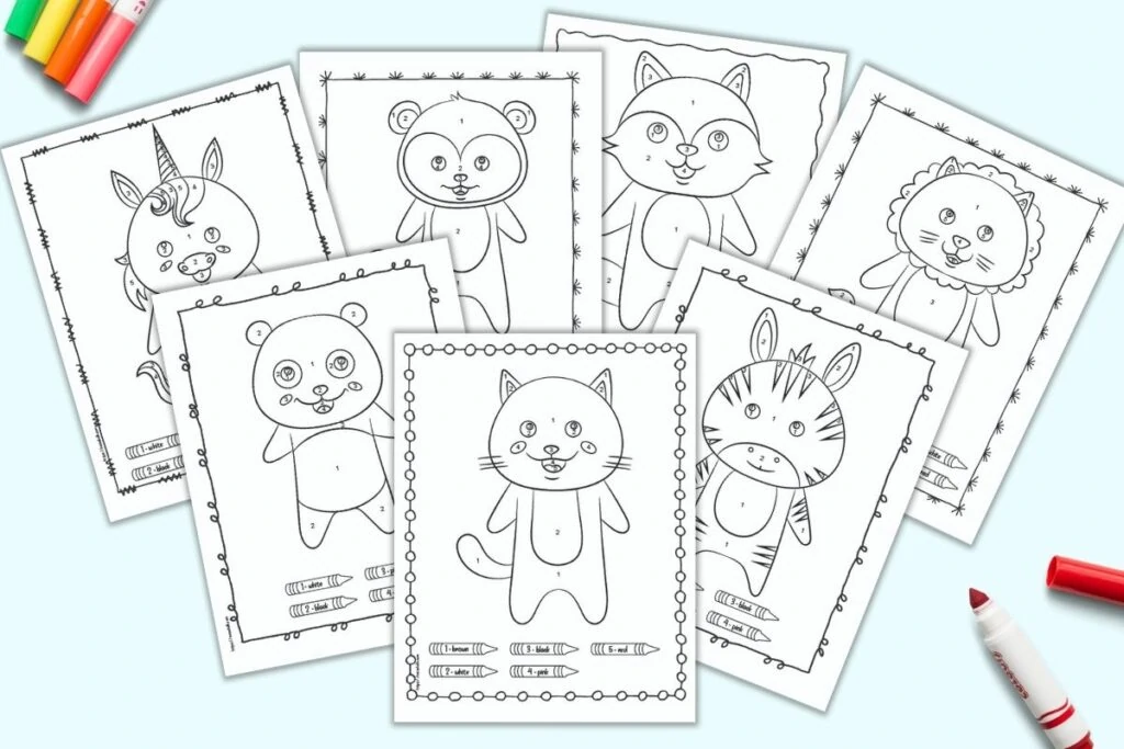 color by number cat coloring pages