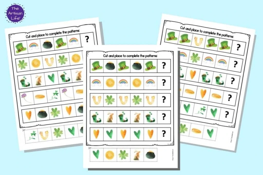 free printable st patrick s day complete the pattern preschool math activity the artisan life