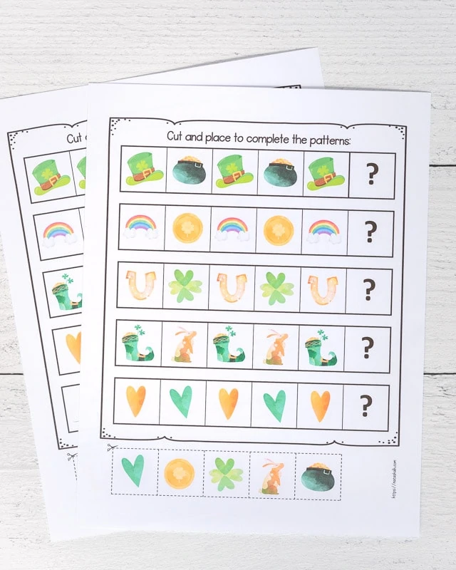 free printable st patrick s day complete the pattern preschool math activity the artisan life