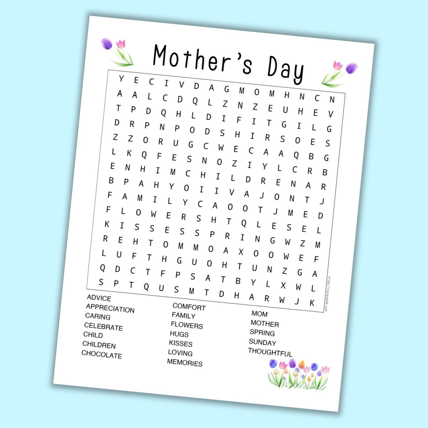 Free Printable Mother's Day Word Search The Artisan Life