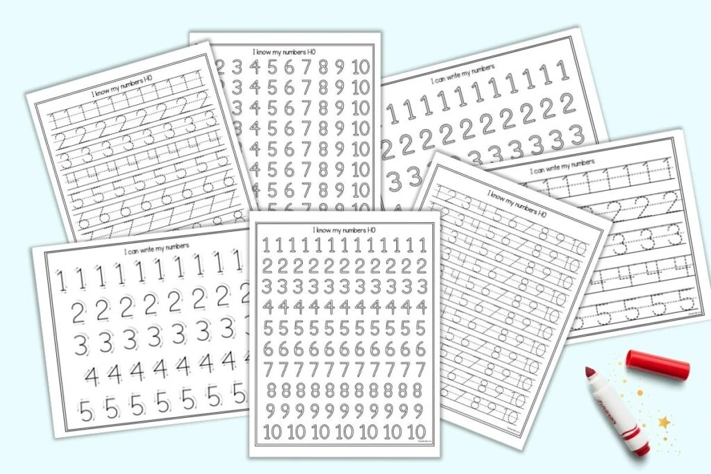 free printable worksheets for kids dotted numbers to trace 1 10