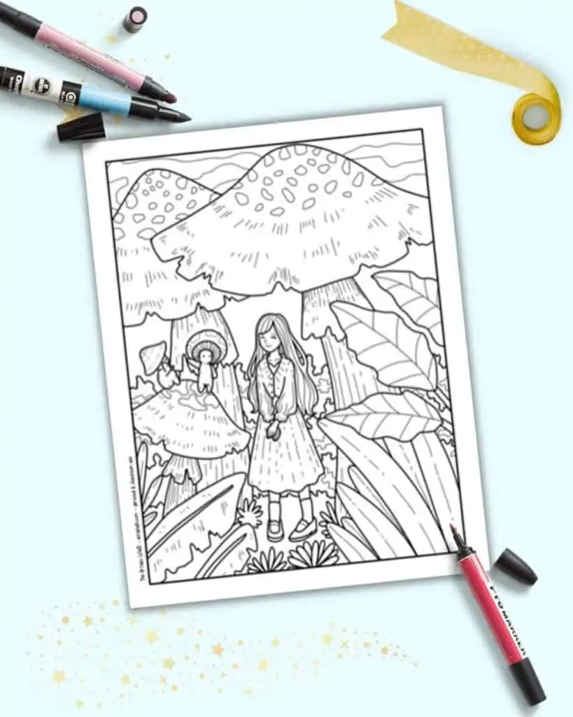 free printable cute forest mushroom coloring pages the artisan life