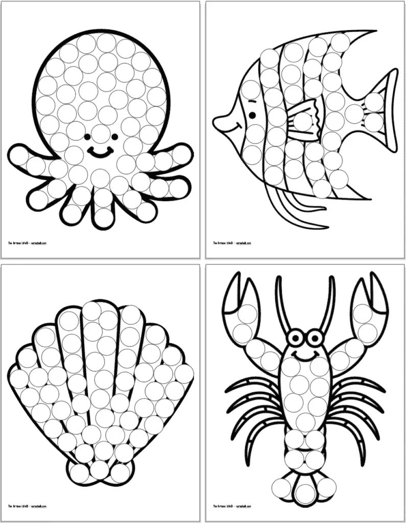 free printable ocean animals dot it marker pages the artisan life