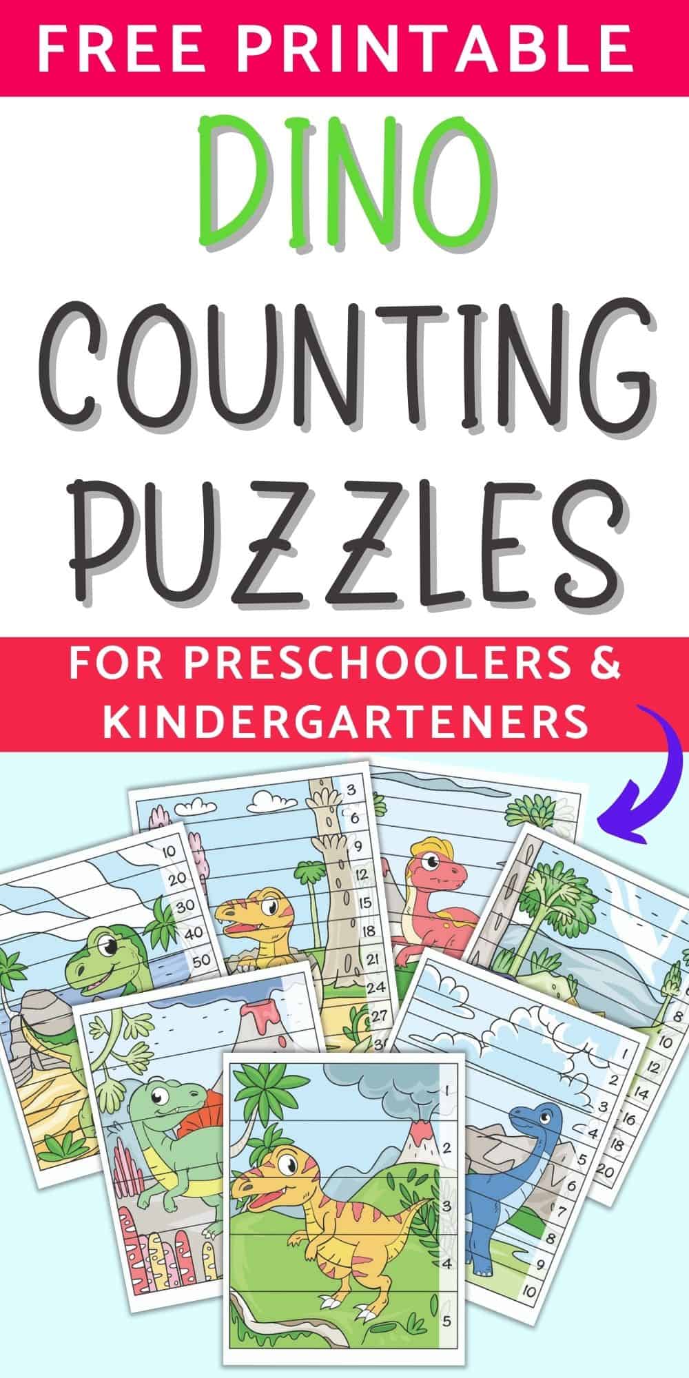 Free Printable Dinosaur Number Building Puzzles - The Artisan Life