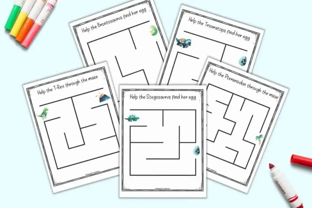 free printable dinosaur preschool mazes the artisan life