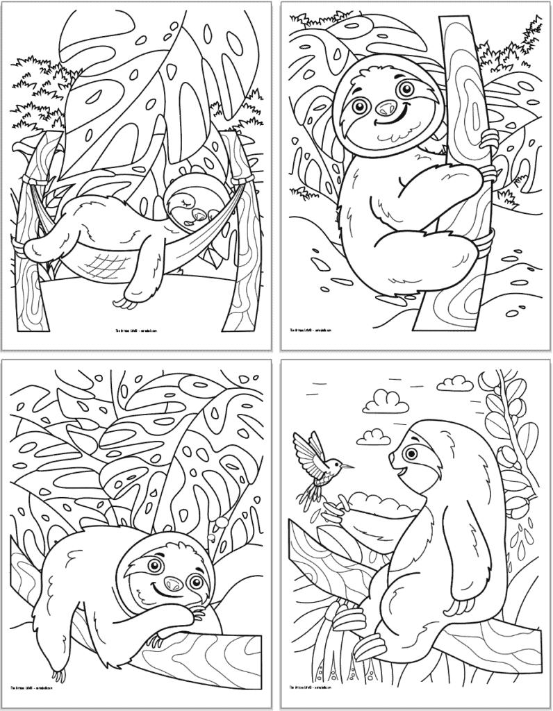 free printable sloth coloring pages for kids the artisan life