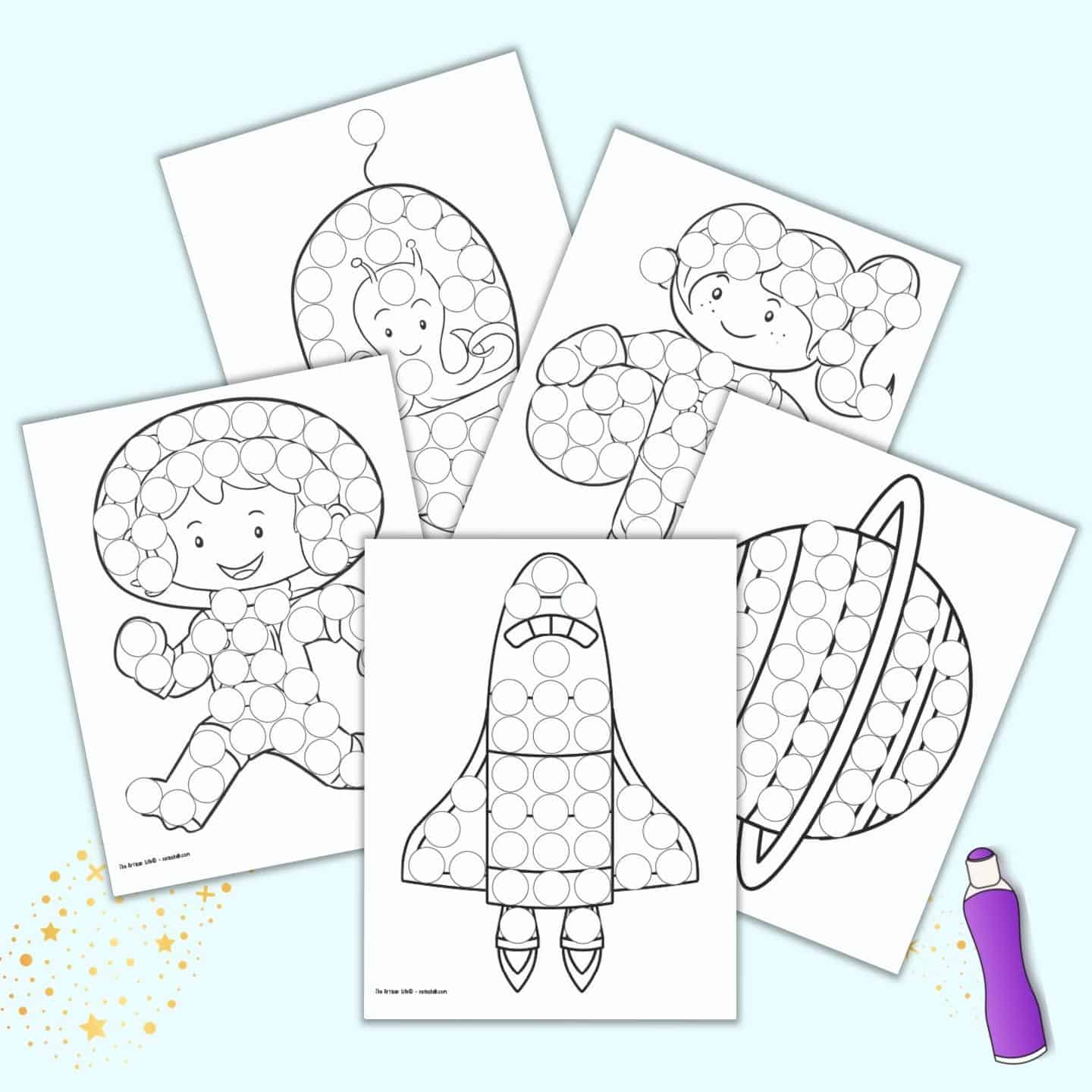 Free Printable Outer Space Dot Marker Coloring Pages The Artisan Life