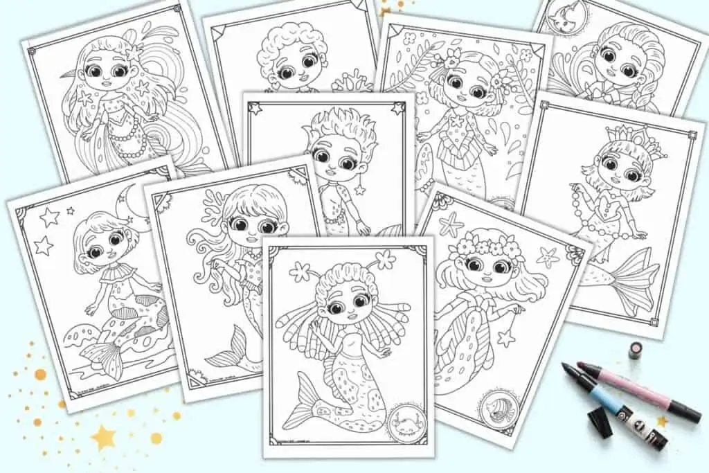 coloring pages of every mermiad kind