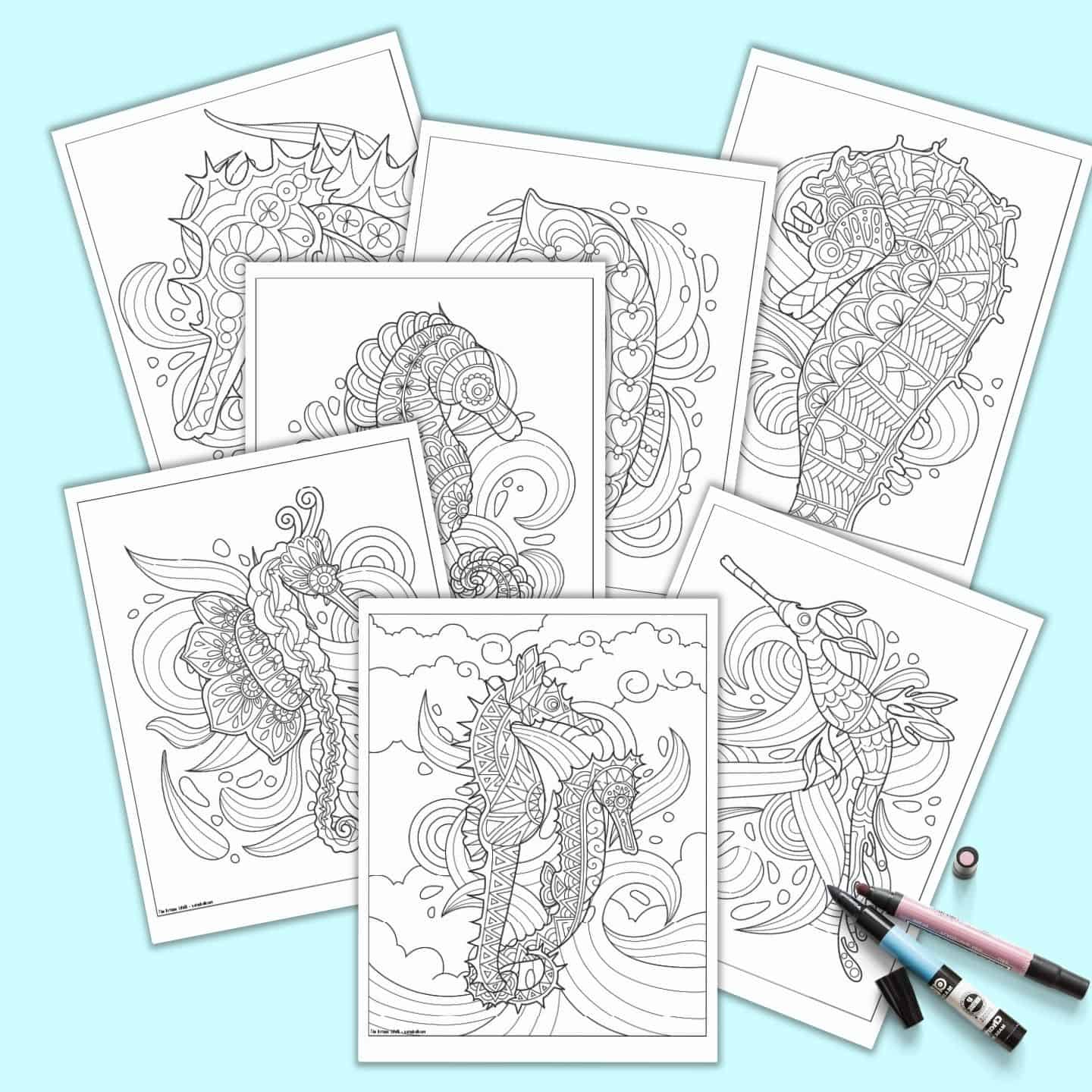 Free Printable Seahorse Mandala Coloring Pages for Adults - The Artisan