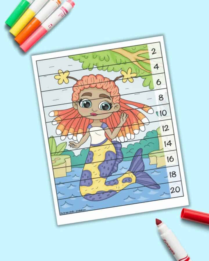 Free Printable Mermaid Number Building Puzzles - The Artisan Life