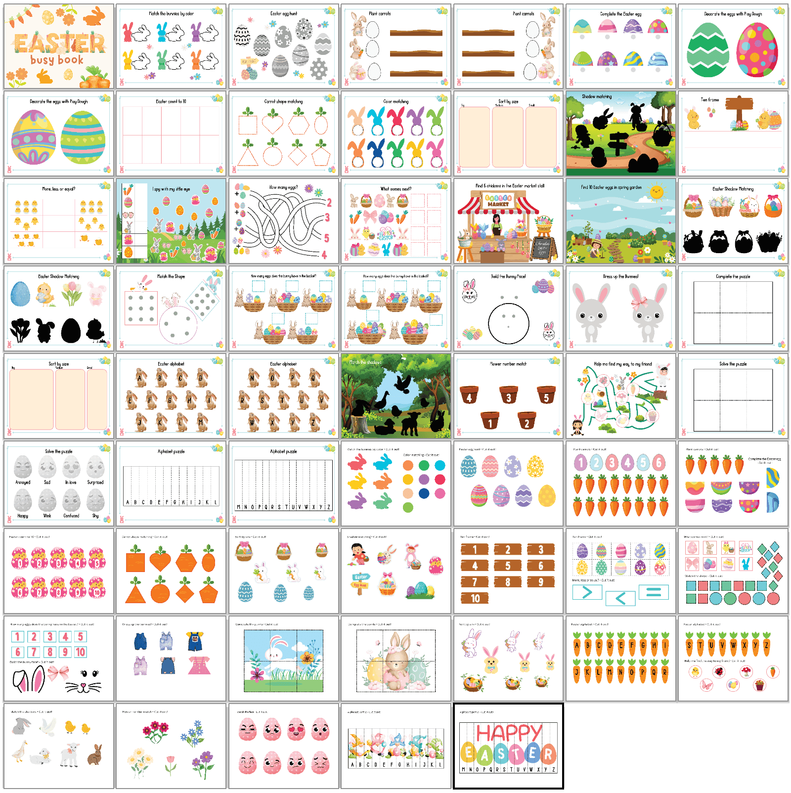 pages from an easter busy binder