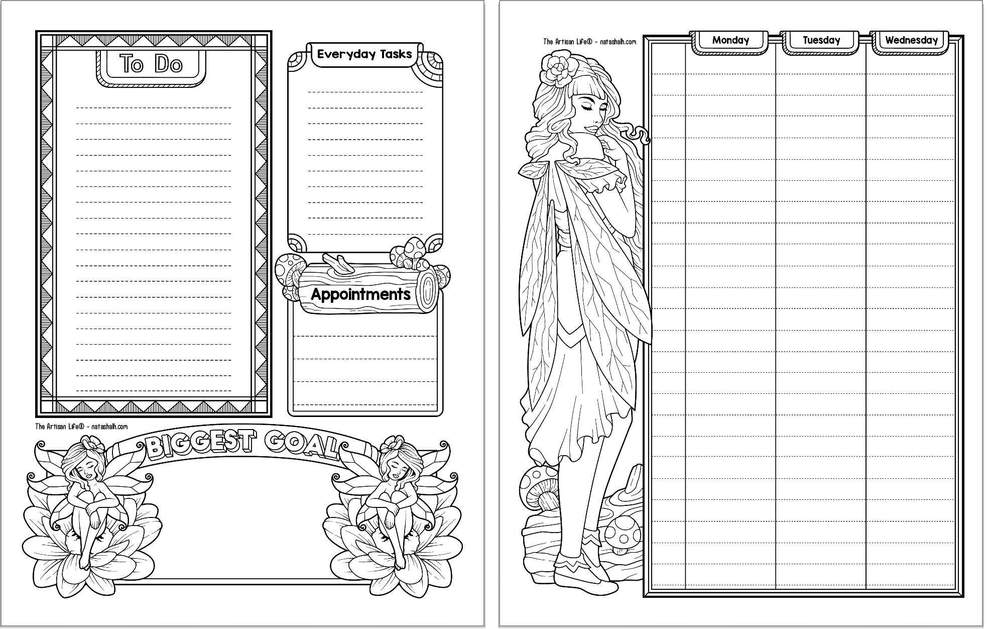 Free Printable Fairy Planner Pages - The Artisan Life