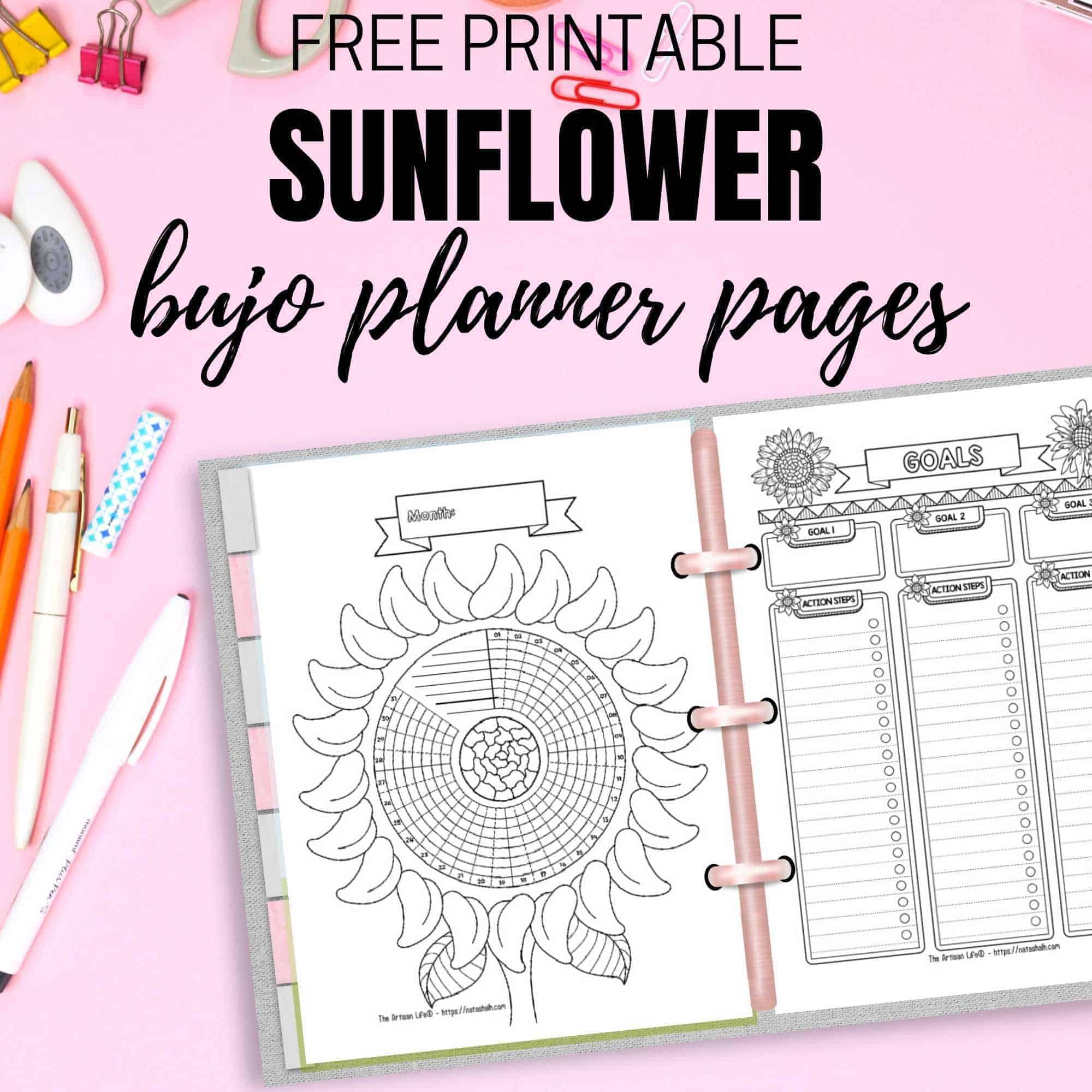 Sunflower Bujo Planner Printables - The Artisan Life