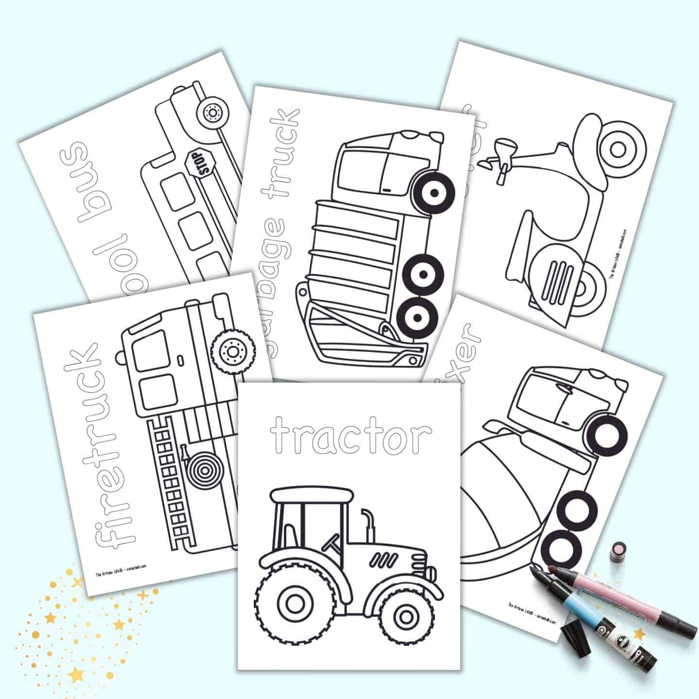 Free Printable Vehicle Coloring Pages with Names - The Artisan Life