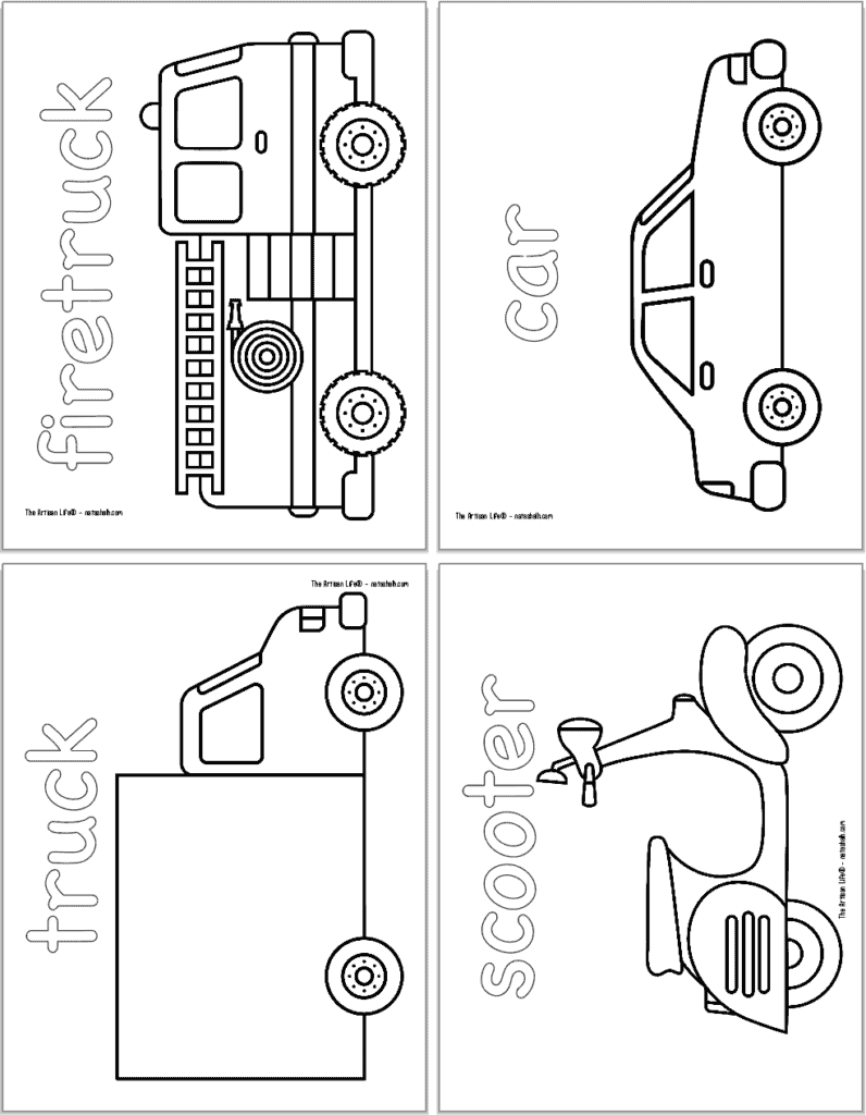 free printable vehicle coloring pages with names the artisan life