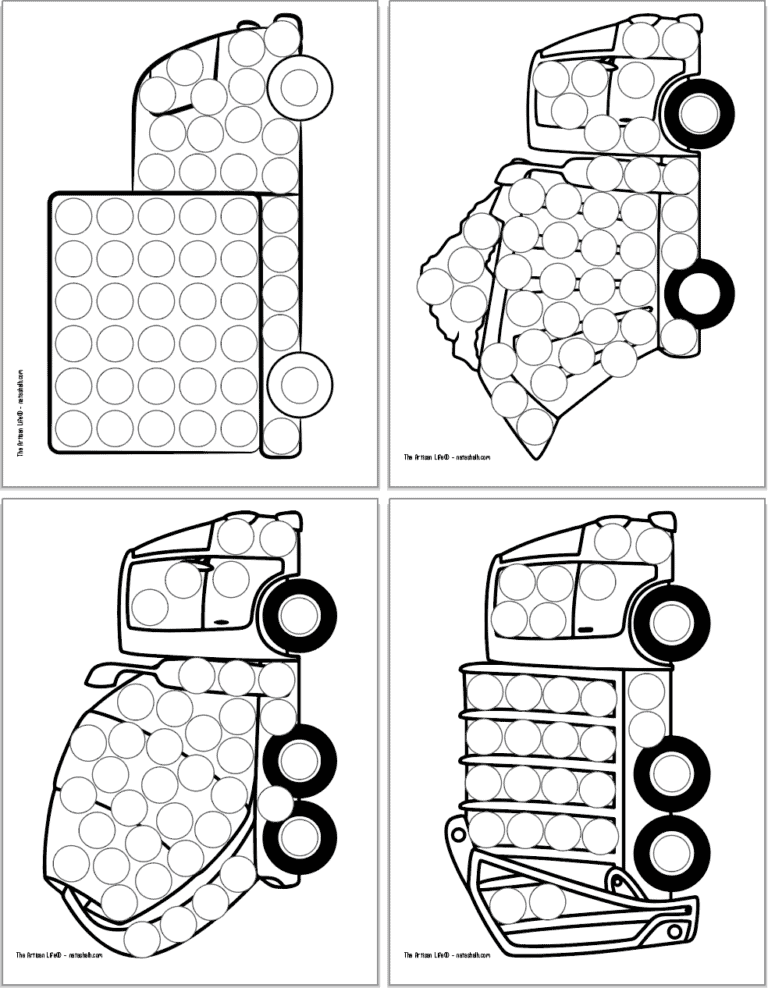 Free Printable Vehicle Dot Marker Coloring Pages - The Artisan Life