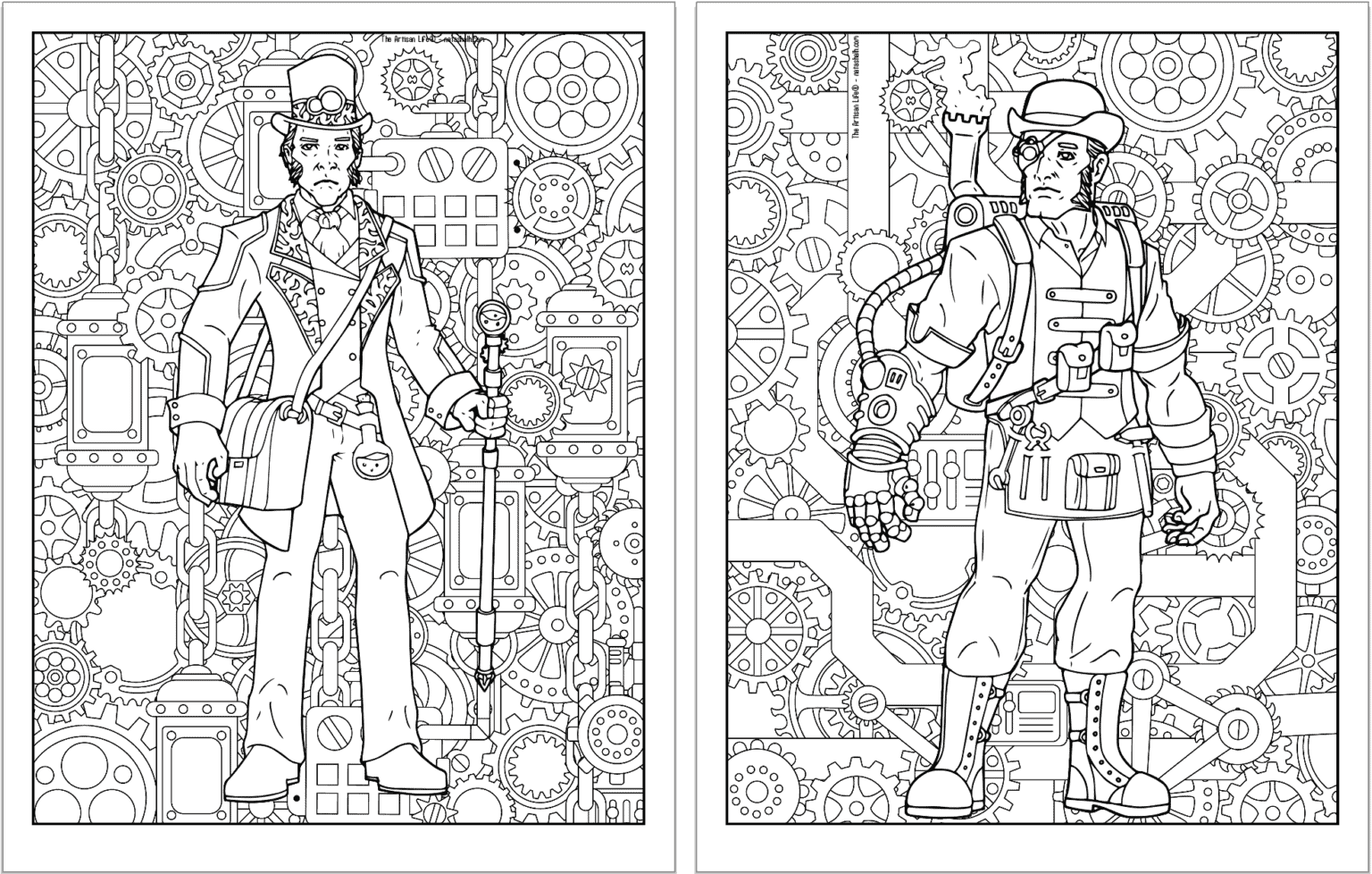 15+ Free Printable Steampunk Coloring Pages for Adults - The Artisan Life