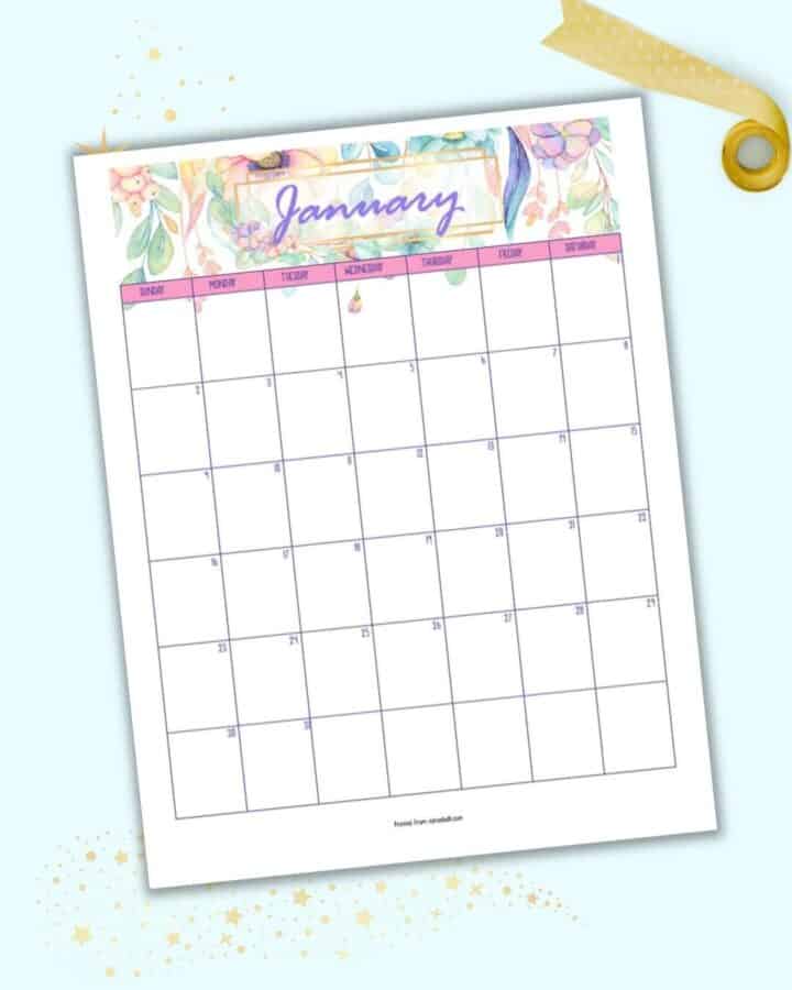 Free Printable Floral 2022 Calendar - The Artisan Life