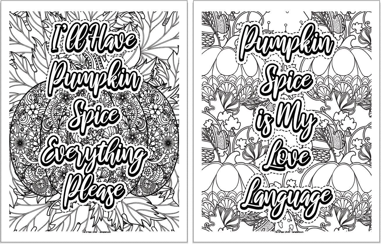 15+ Free Printable Pumpkin Spice Coloring Pages - The Artisan Life