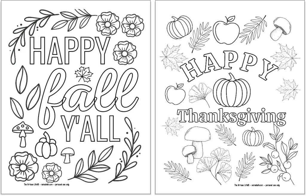 autumn themed coloring pages