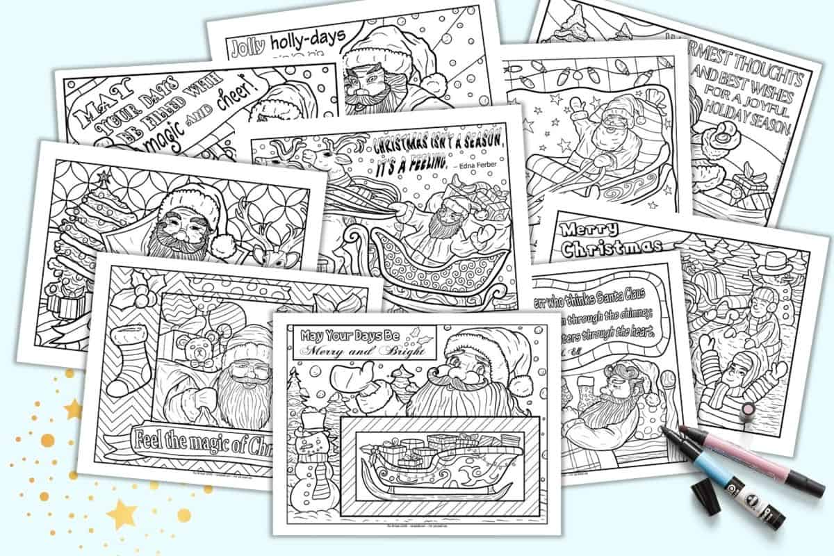 15+ Free Printable Santa Coloring Pages for Adults - The Artisan Life
