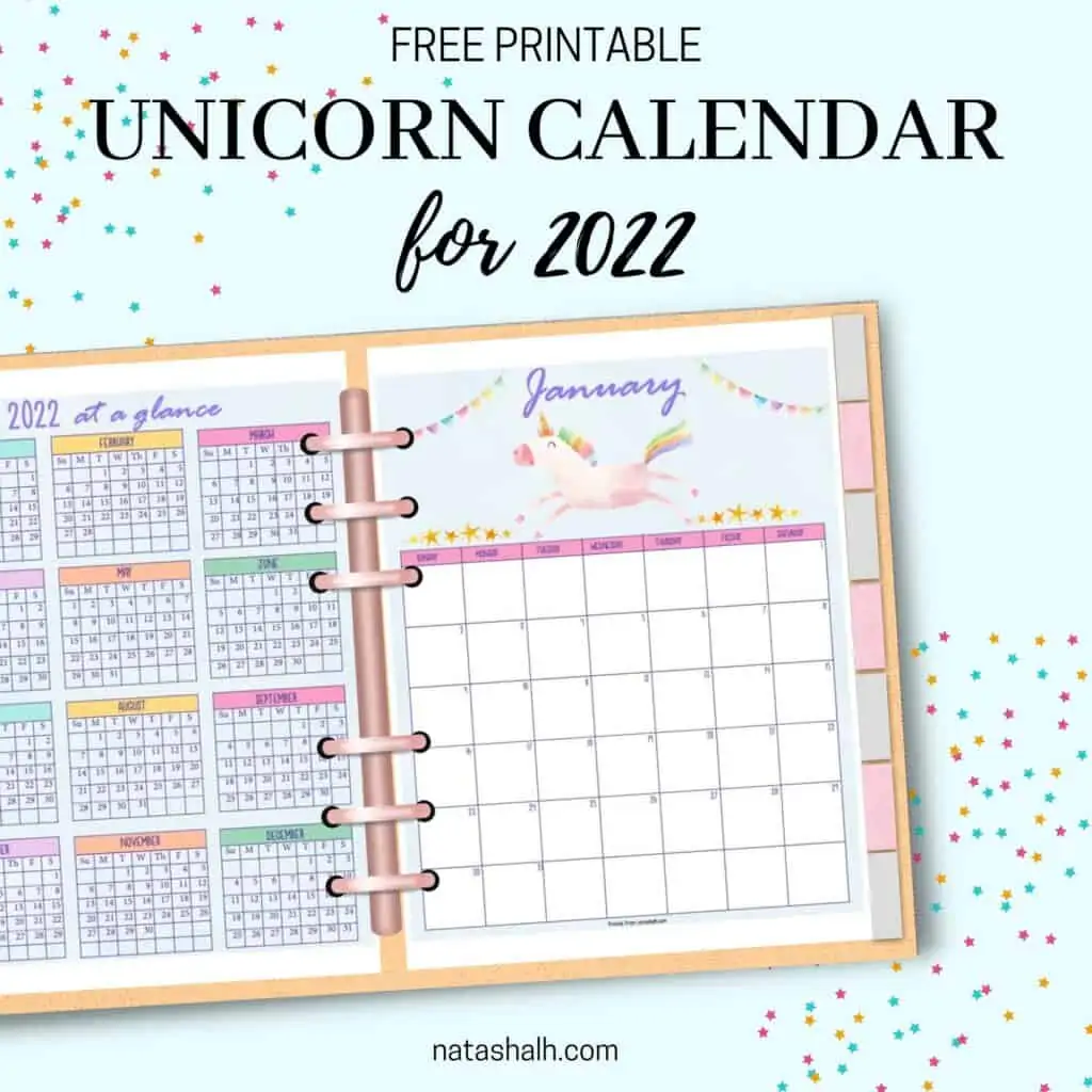 free printable 2022 unicorn calendar the artisan life