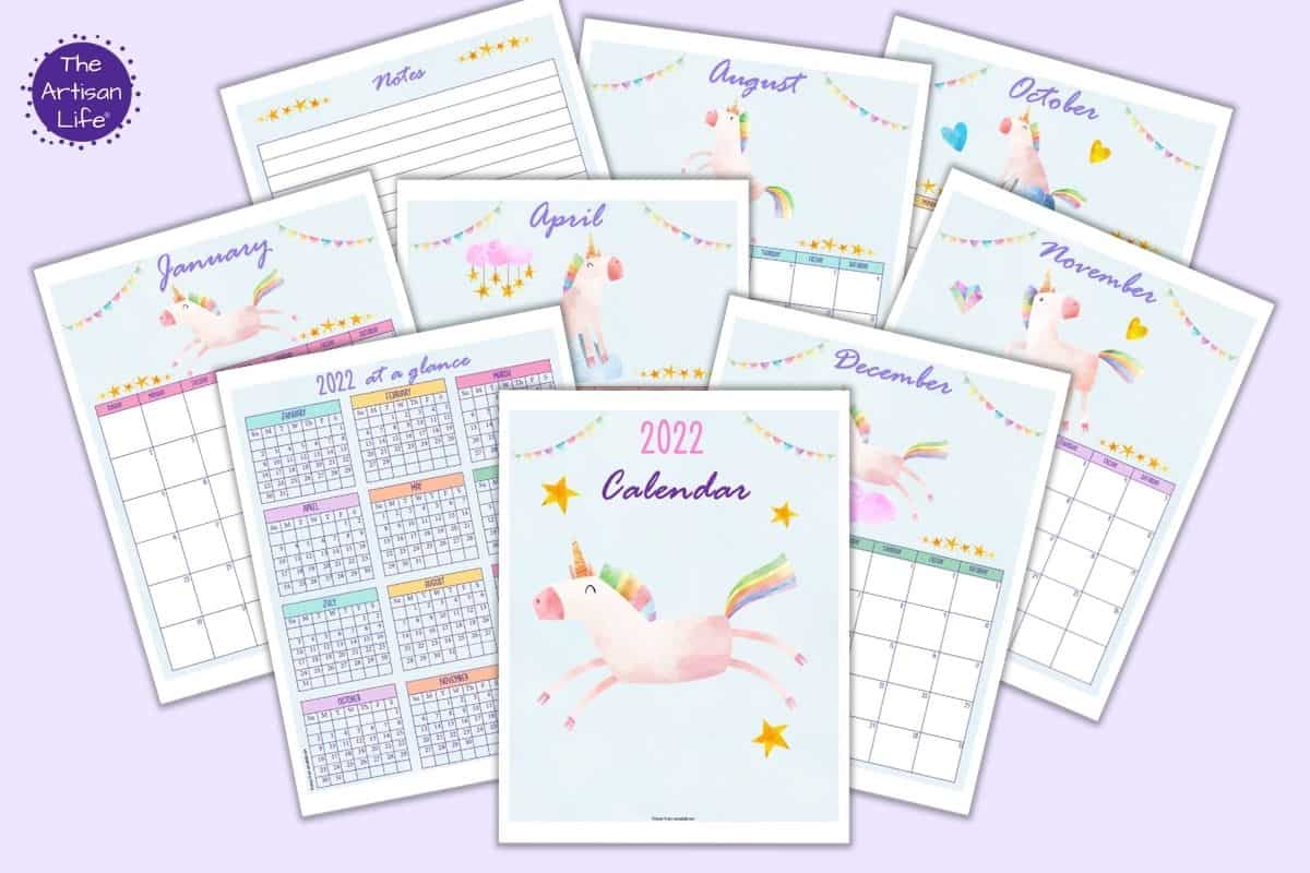 Free Printable 2022 Unicorn Calendar The Artisan Life Free Printable 2022 Unicorn Calendar The Artisan Life