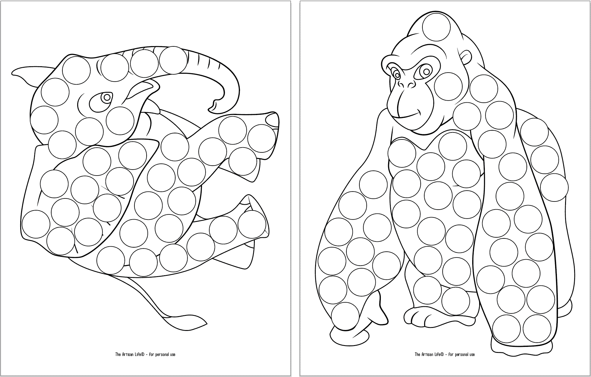 13+ Free Printable Safari Animal Dab It Marker Pages - The Artisan Life