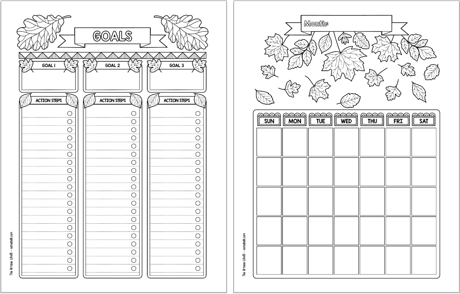 Free Printable Fall Leaves Bujo Planner Printables - The Artisan Life