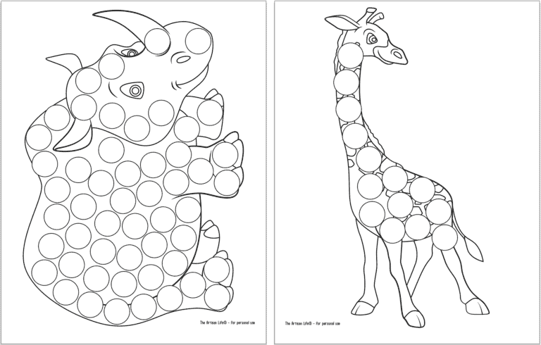 13+ Free Printable Safari Animal Dab It Marker Pages - The Artisan Life