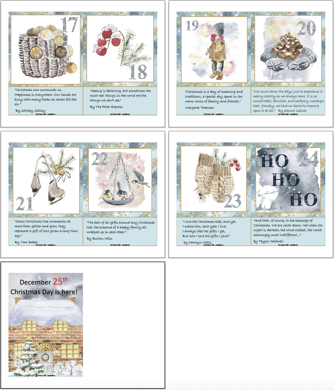 Free Printable Advent Calendar (with inspirational quotations) - The ...