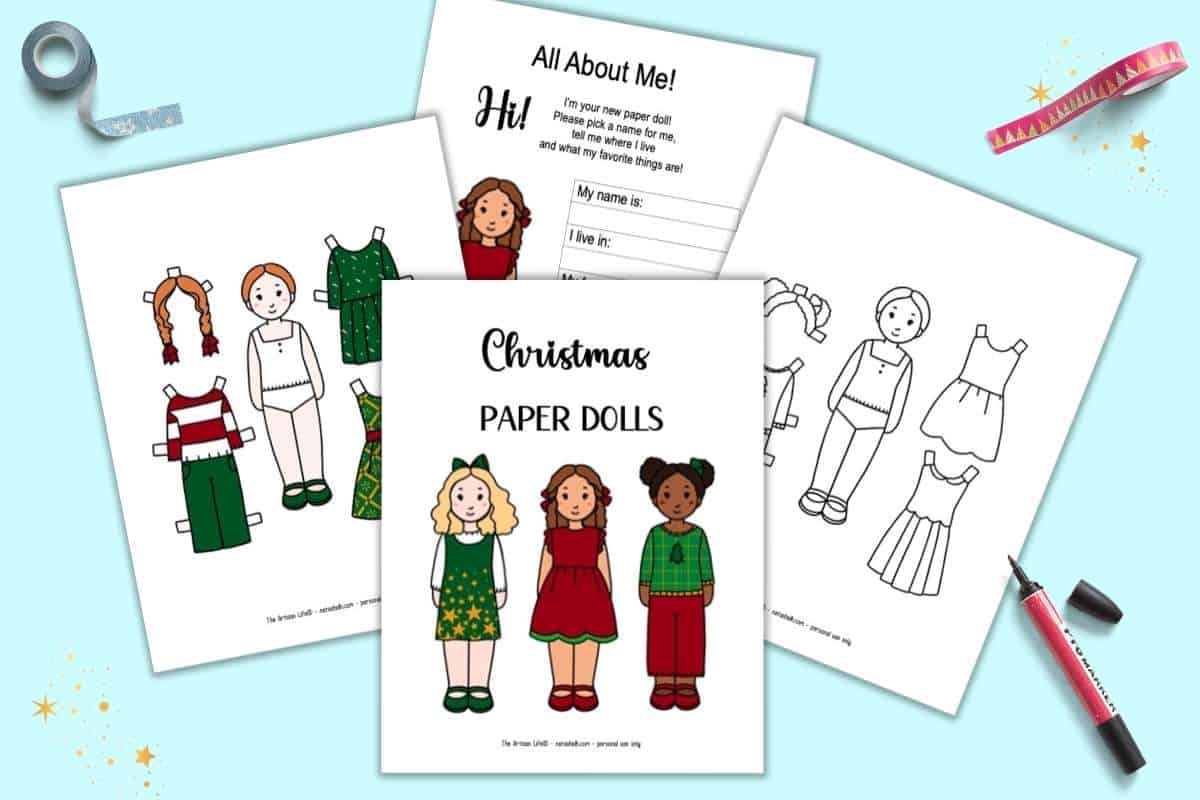 Free Printable Christmas Paper Dolls - The Artisan Life