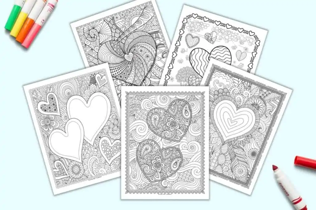 free printable heart coloring sheets for valentine s day the artisan life