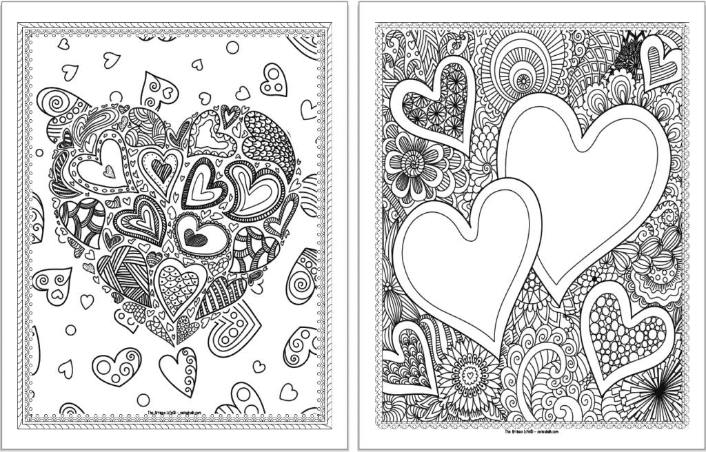 free printable heart coloring sheets for valentine s day the artisan life