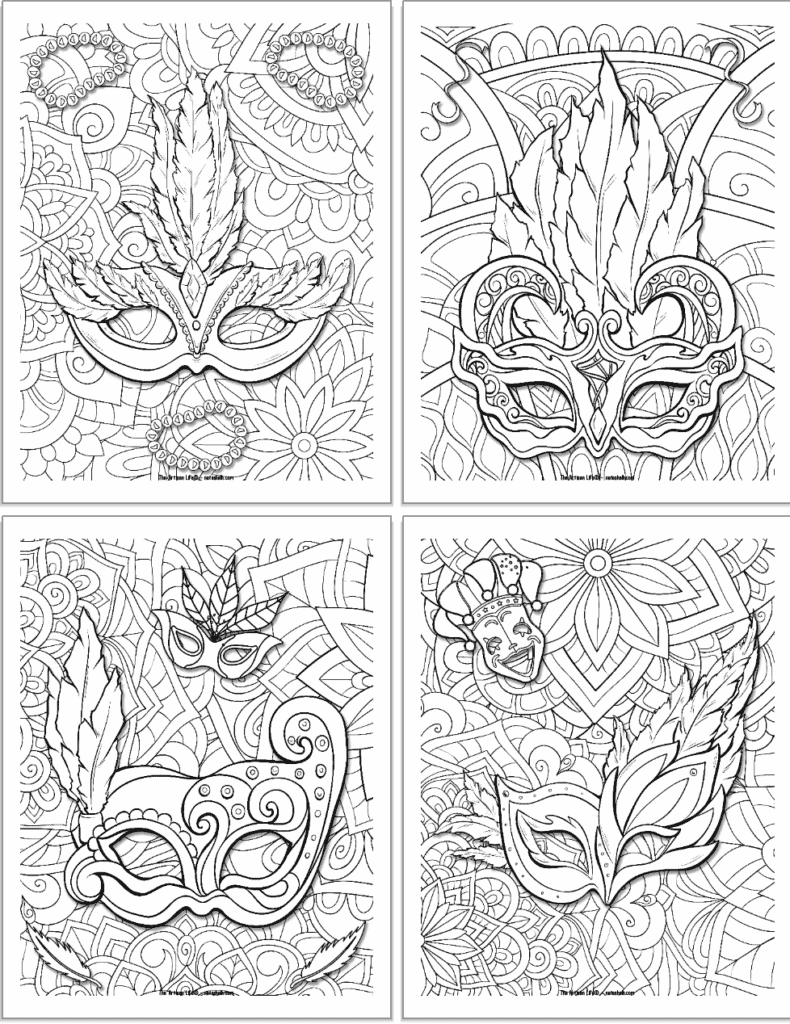 mardi gras mask coloring pages for kids