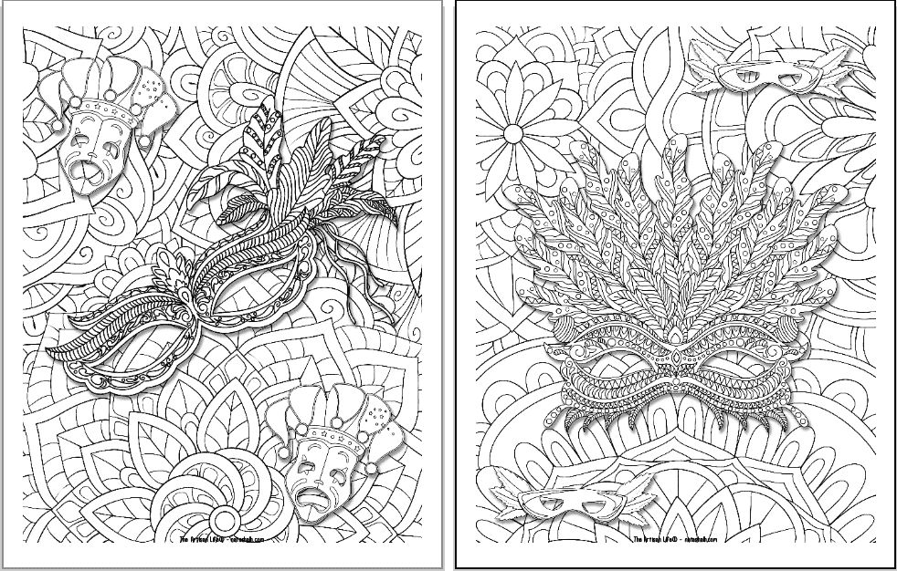 mardi gras mask coloring pages