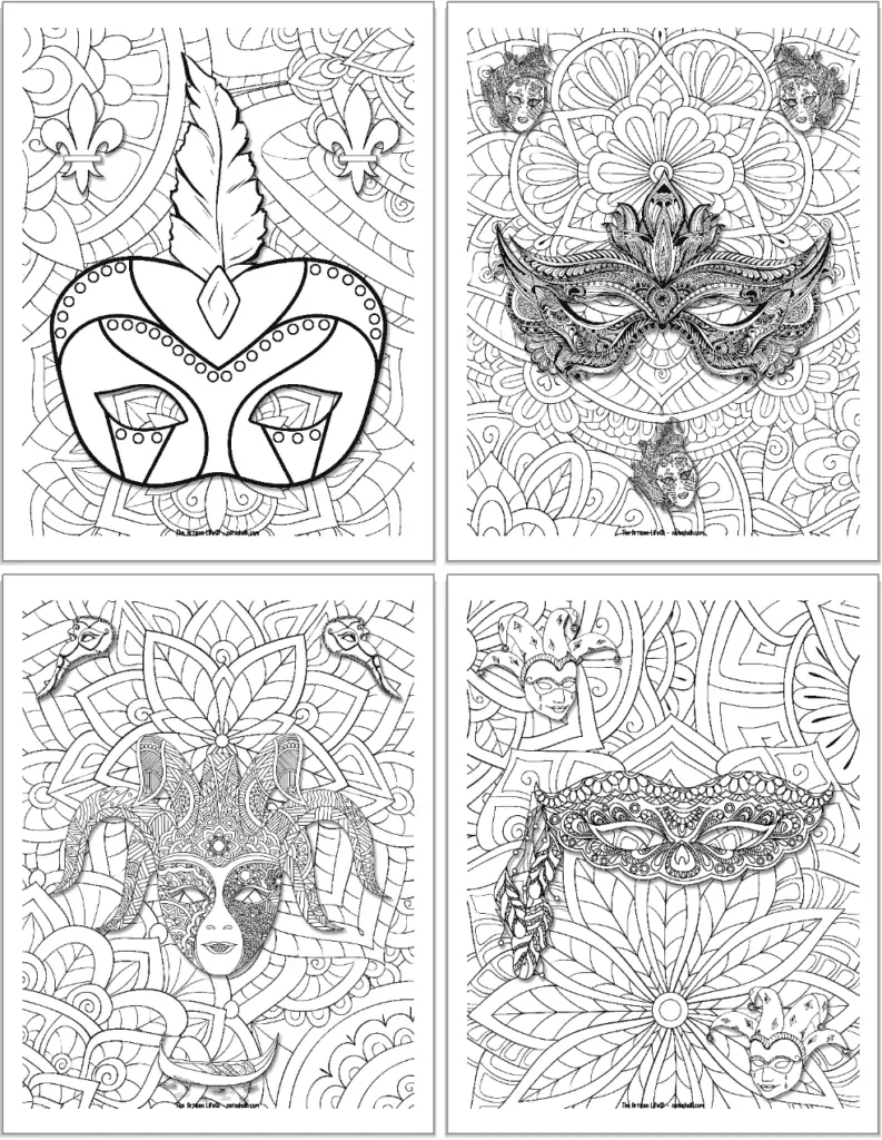 mardi gras mask coloring pages